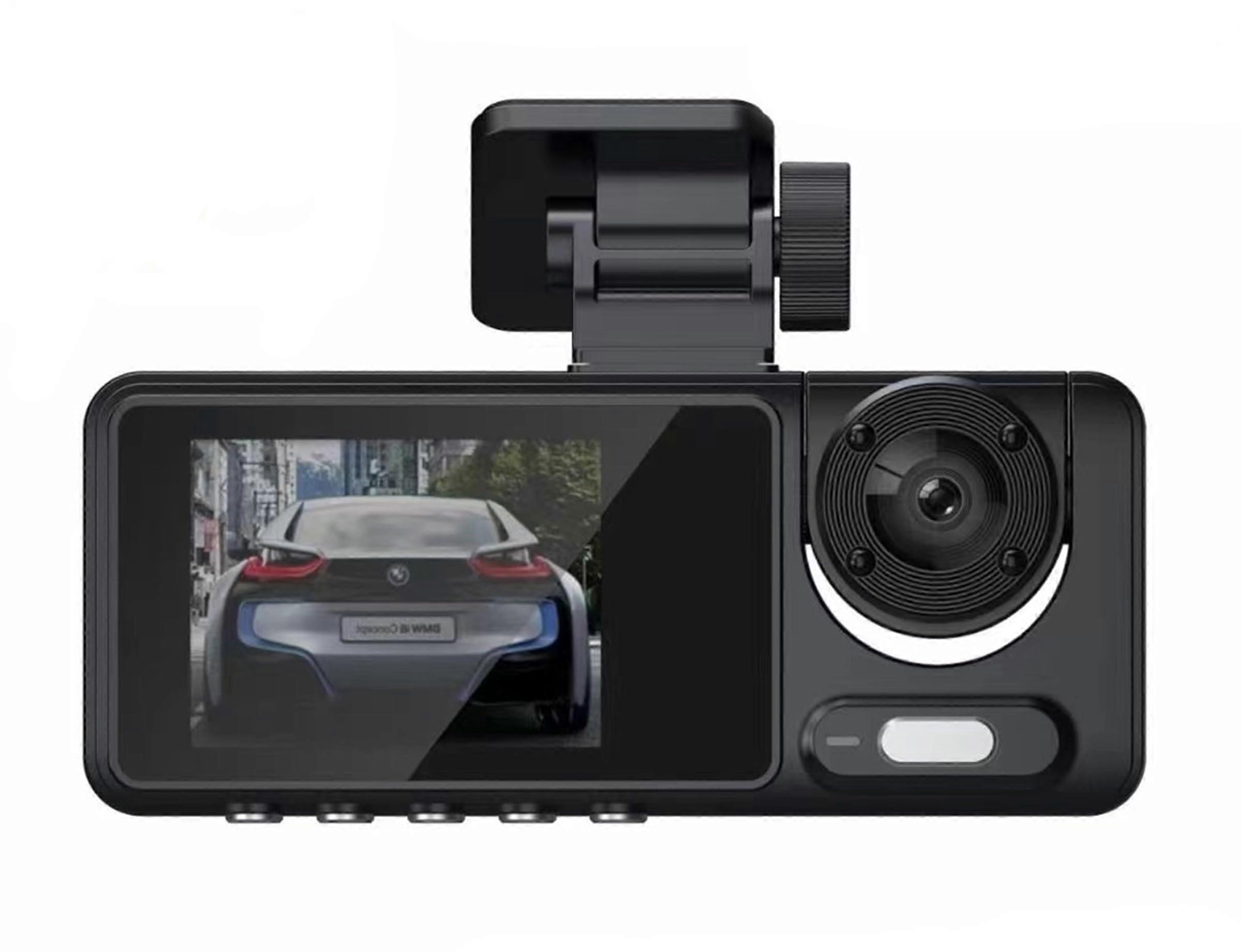 Dashcam FHD 1080P 2.0 Inch IPS 120 Degree Wide Angle Front Rear Inside Cam 64GB TF Card Loop Recording Parking Mode