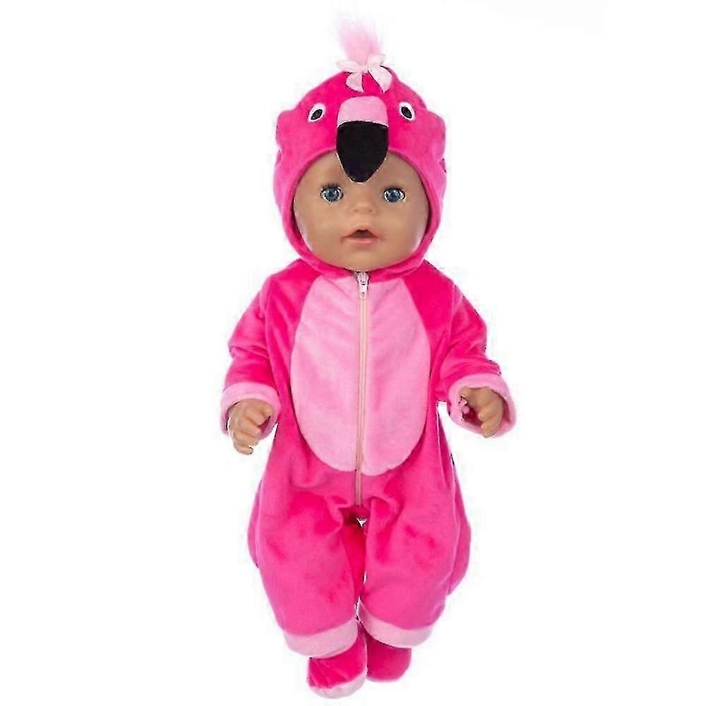 18 بوصة دمية الملابس غرزة فلامنغو يونيكورن الزرافة ديناصور زي Onesie بيجاما يناسب 18 بوصة دمية