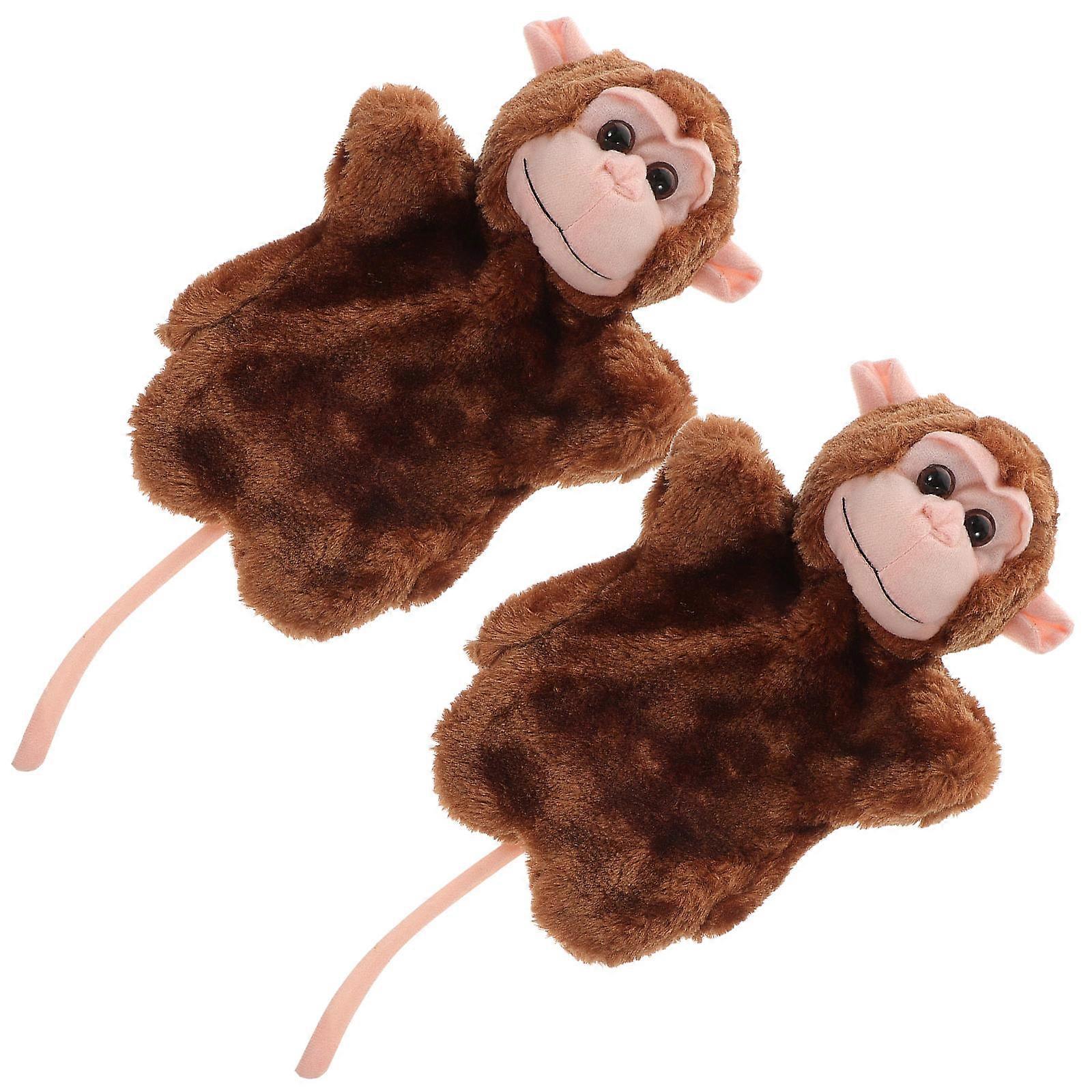 2Pcs Cartoon Monkey Hand Puppet Toy Suitable For Children Ages 2-6 Designed For Motor Skills Improvement And Story Telling