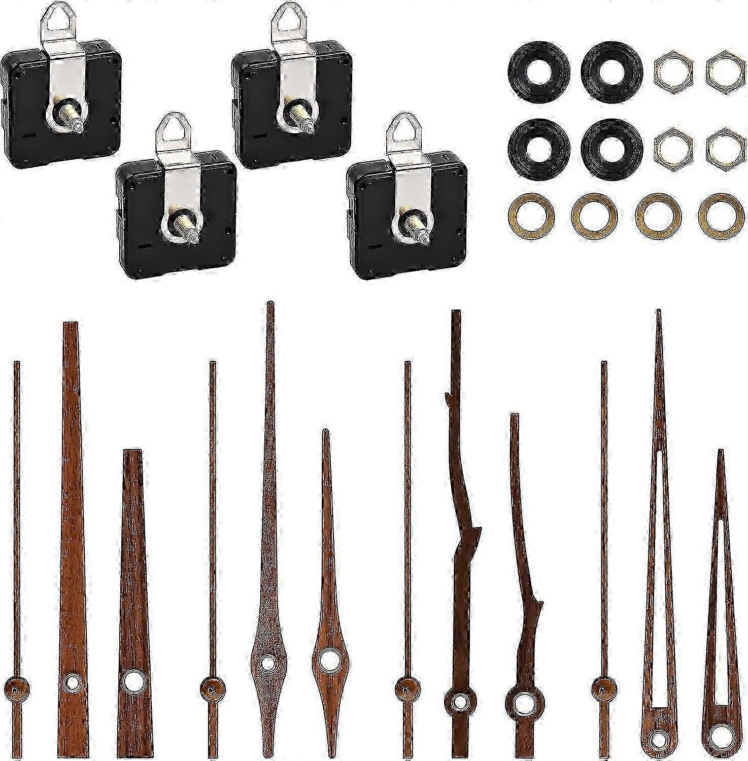 "4 Pcs Silent Quartz Clock Mechanism Kit for 12' Dial, High Torque Clock Movemen Powered with 4 Pairs"