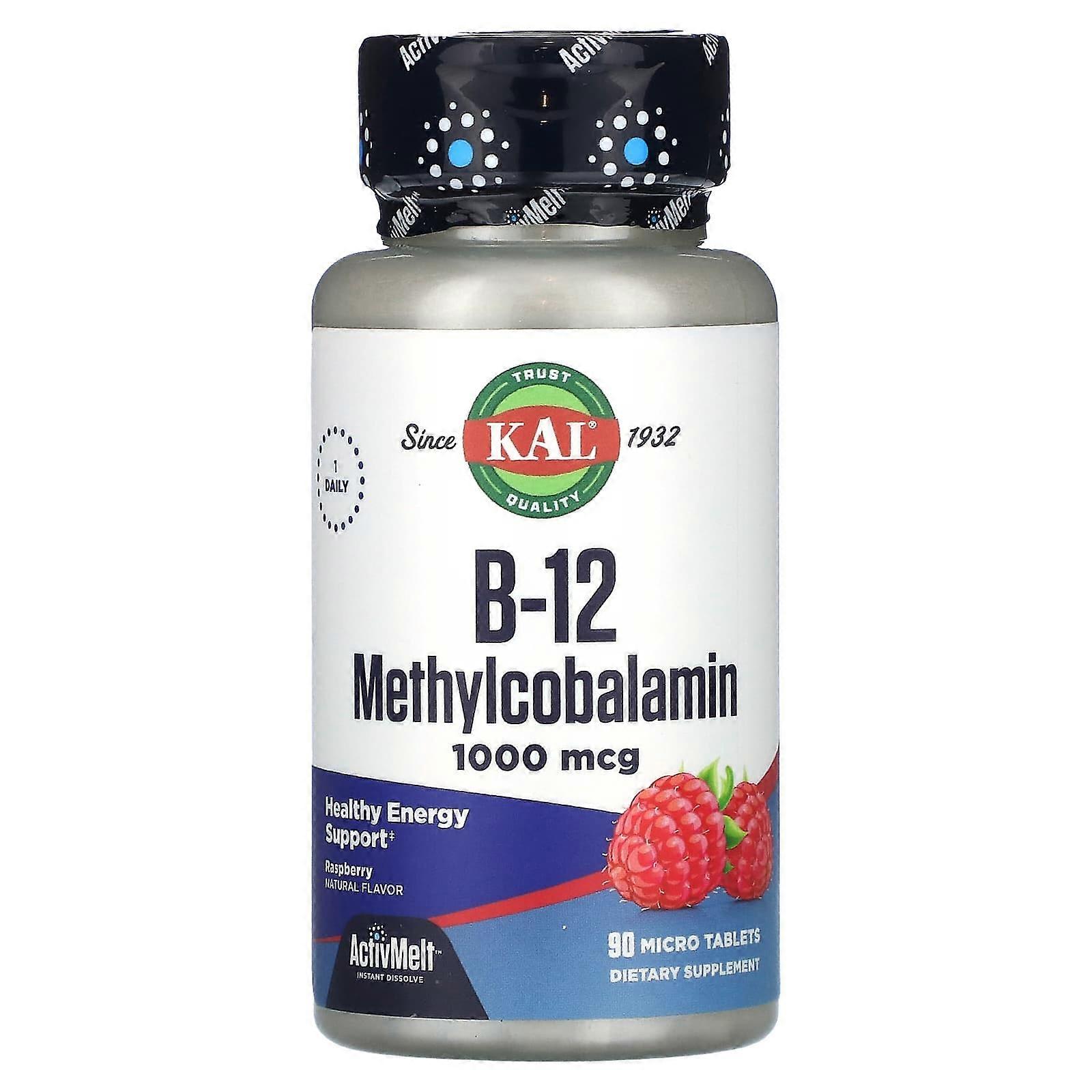 B-12 Methylcobalamin, Raspberry, 1,000 mcg, 90 Micro Tablets