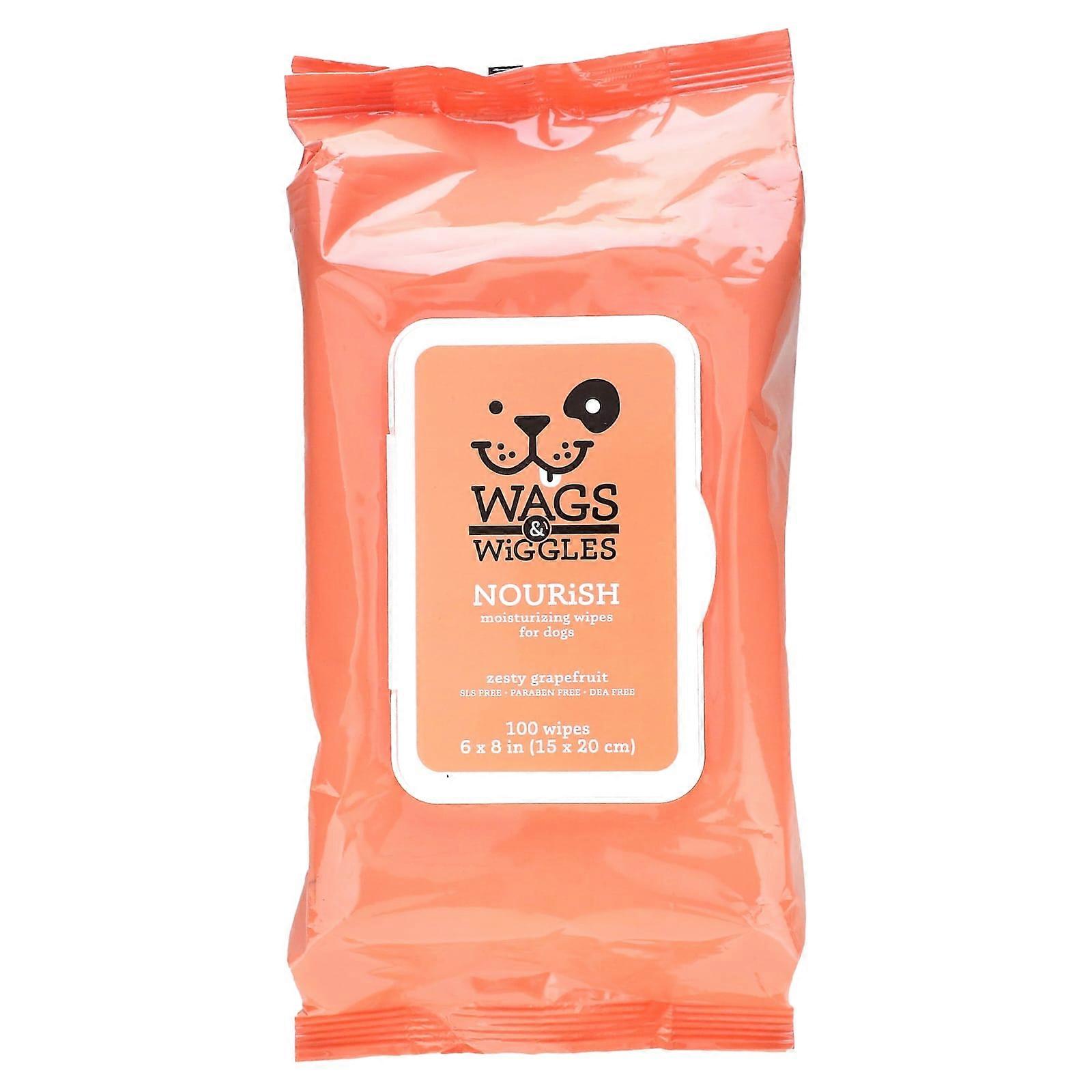 Nourish, Moisturizing Wipes For Dogs, Zesty Grapefruit, 100 Wipes