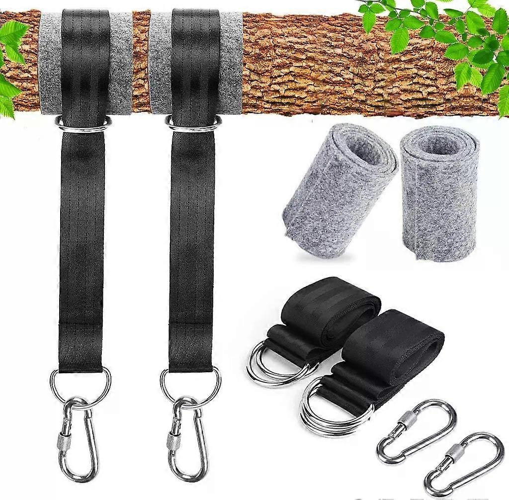 Swing attachment, hammock attachment suitable for trees 2 x 150cm with 2 heavy-duty carabiners and D-rings, with storage bag, tree protection pad.
