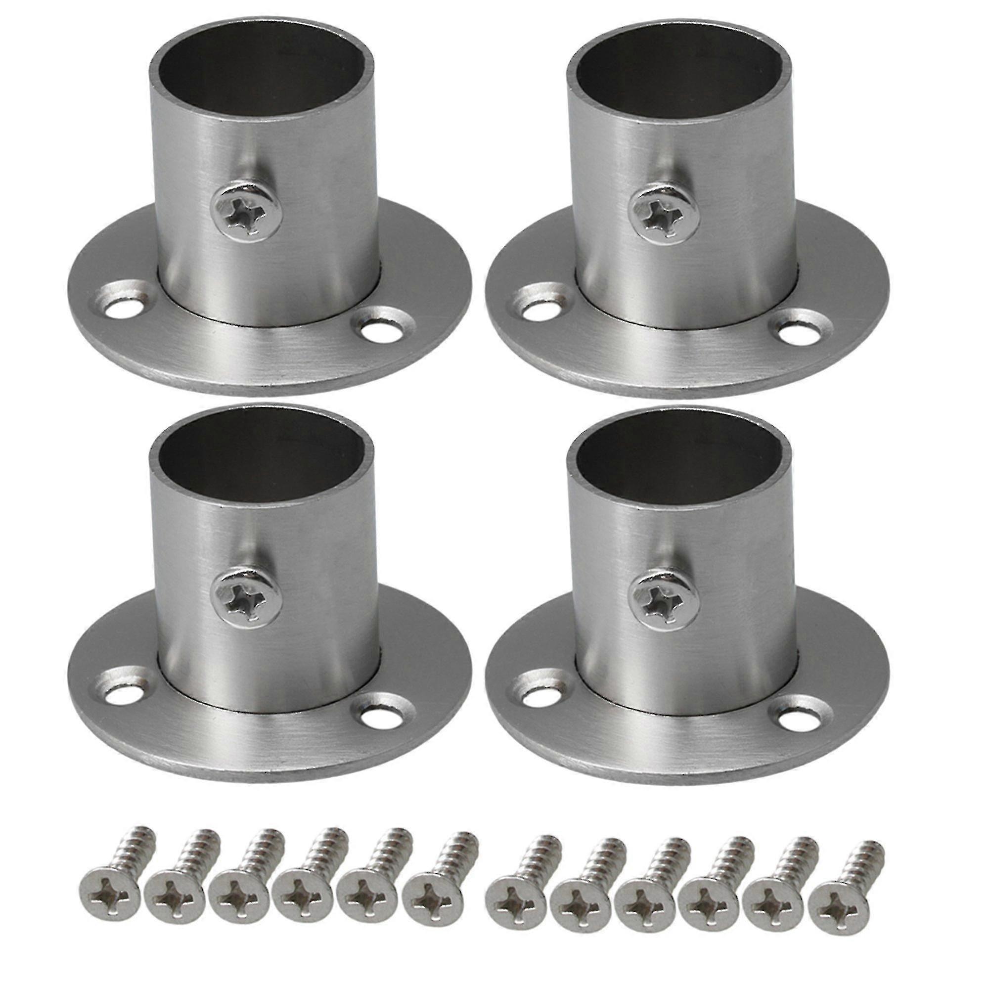 Brackets Reinforcement Braces 4x Pole Sockets Flange Rod Holder Wall Mount Pipe Bracket With Screws 25-26