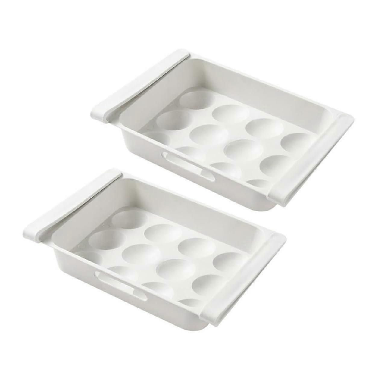 Refrigerator Storage Box 2Piece Egg Holder Set For Egg Cases, Cabinet Drawer Compartments, Fridge Organizer