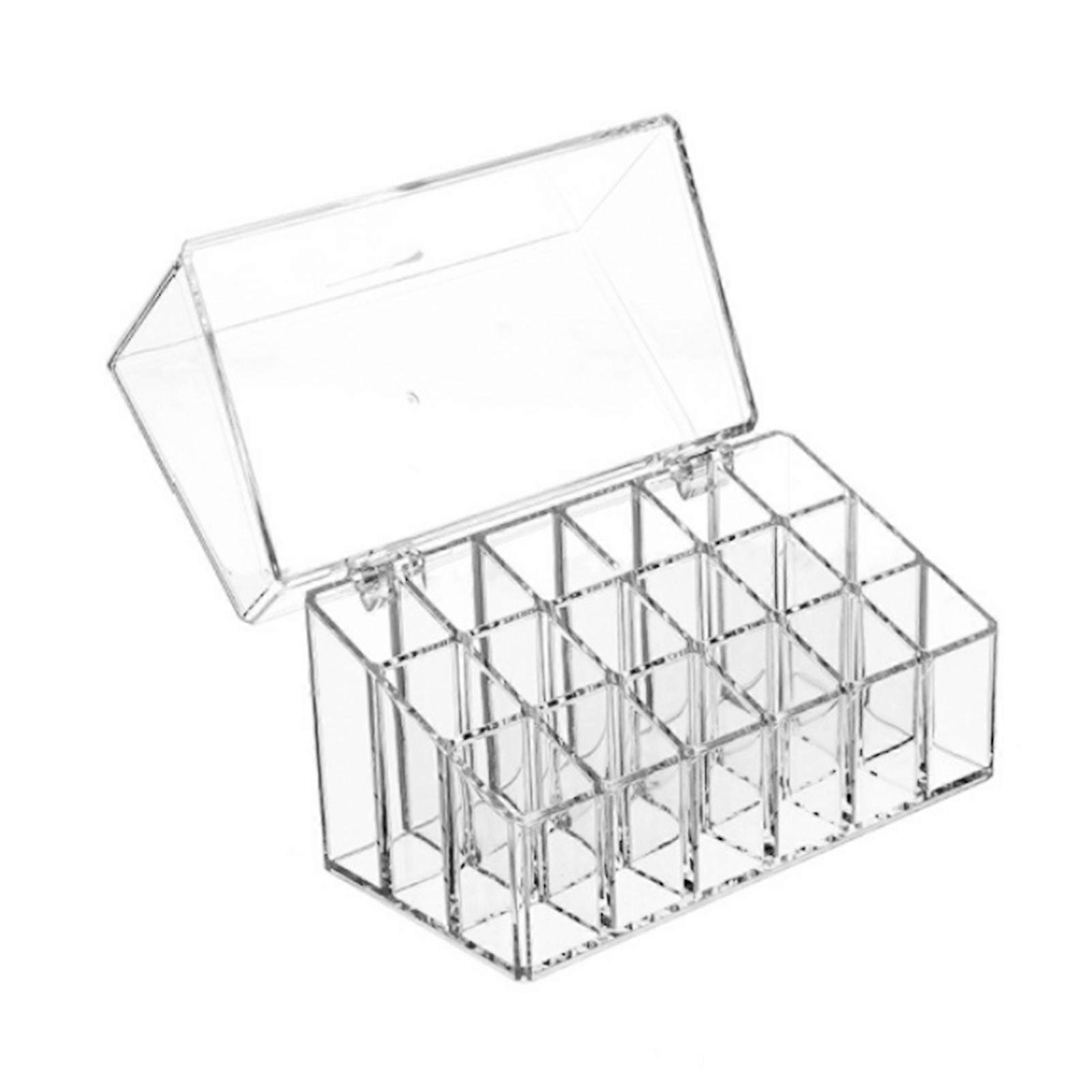 Jikaixiang Transparent Lipstick Storage Box Organizer with 18 Compartments Large Capacity Dustproof Lipstick Nail Polish Container