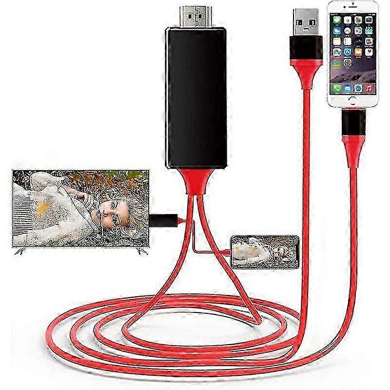 [Apple Mfi Certified] Lightning to HDMI Cable Adapter Red