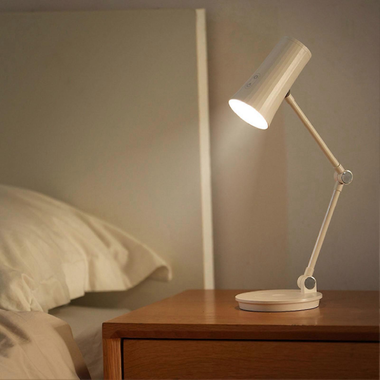 Cordless Desk Lamp 3 Color Temperature Touch Control Magnetic Charging LED Desk Lamp with RGB Projection Light White 