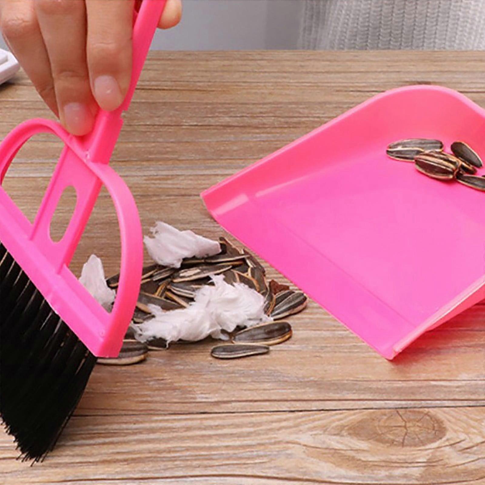Begine 1X Dustpan Set, Small Brush & Dustpan for Cars, Desk, Keyboard, Countertop, Pet Nest, Red - Mini Hand Cleaning Tool