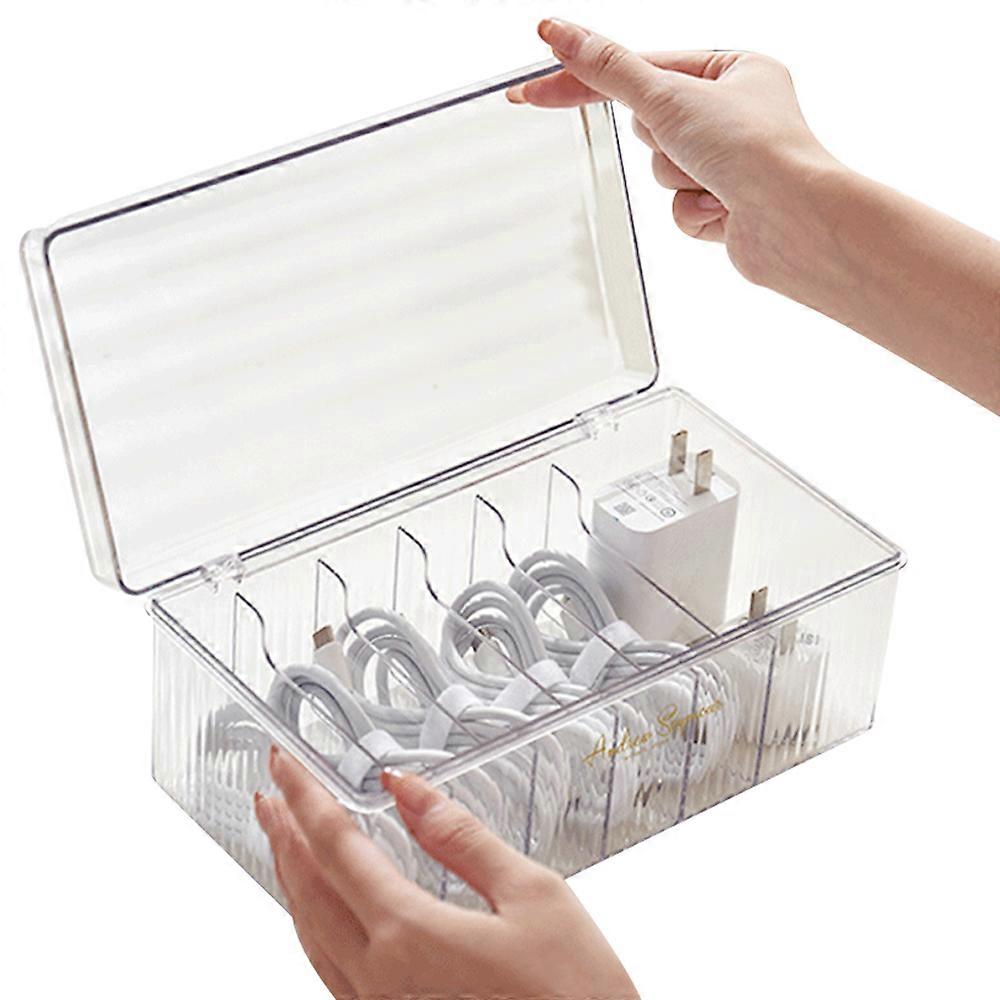 6 Compartments Data Cable Management Box Power Cord Organizer Box Charger