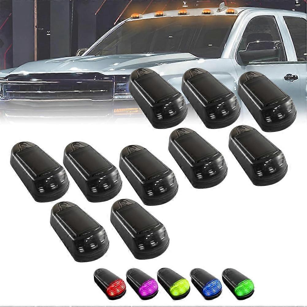 For Trucks Wireless Solar Cab Lights 7 Color No Drill LED Auto On Off Waterproof Vibration Sensor Universal Roof Light