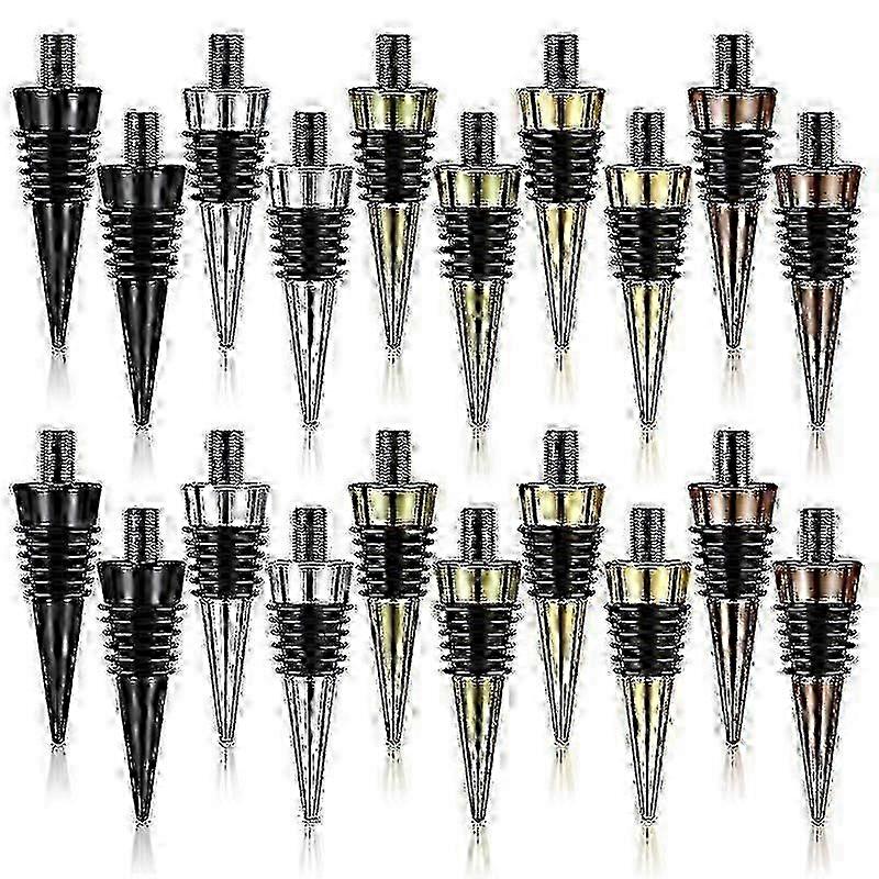 20Pieces Blank Bottle Stopper with Threaded Post Metal Wine Stopper Inserts Set Hardware for Wood Turning DIY Project jn
