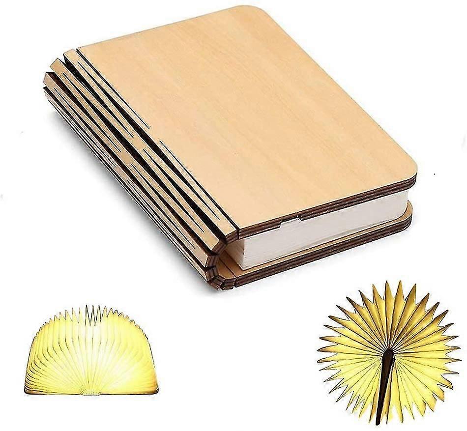 Wooden Book Lamp, Mini Book Folding Rechargeable Usb Light Rechargeable Lithium Batteries 1000mah Led Desk Table Lamp