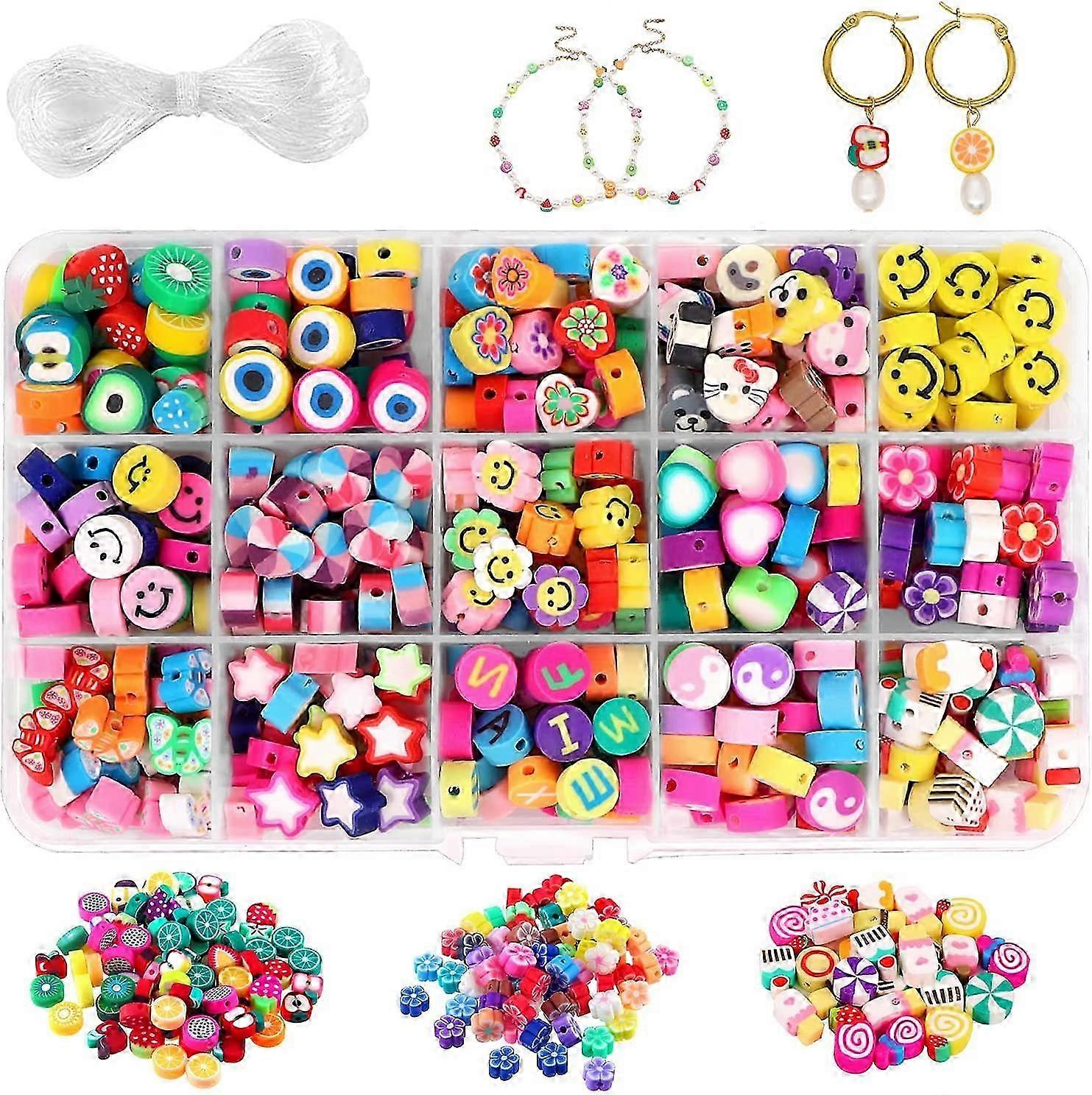 300pcs Fruit Smiley Handmade Polymer Clay Beads