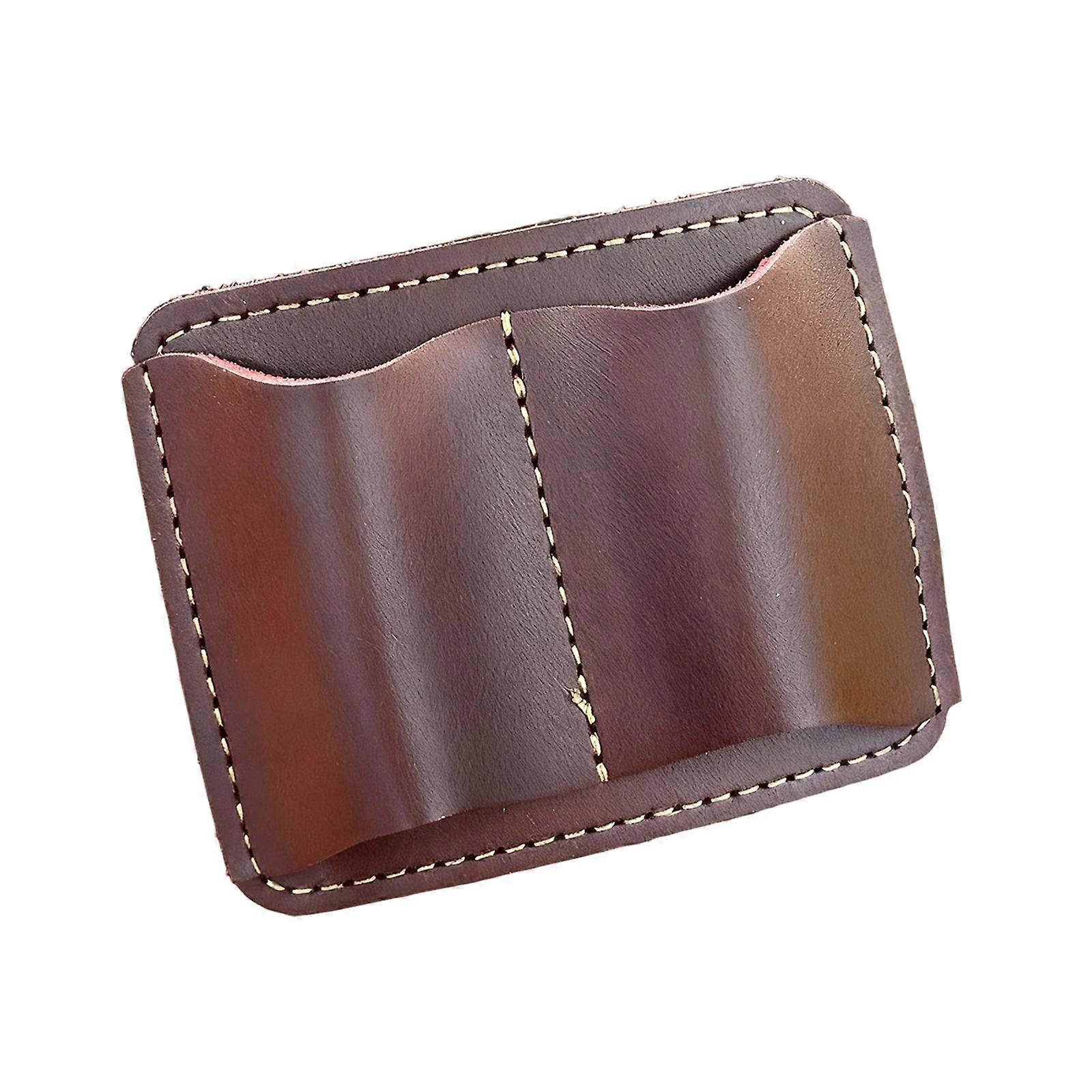 Retro Style PU Leather Double Pen Case With Easy Open Close Functionality For Workplace Double Pen Pocket Holder Clip  Claret