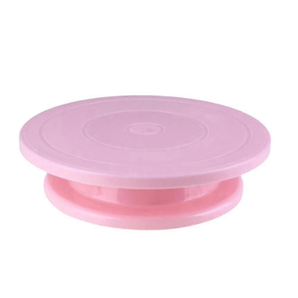 Pp Plastic Cake Stand Diy Cakes Decoration Turntable Manually Rotating Round Shape Cake Turntable Baking Tools (pink)