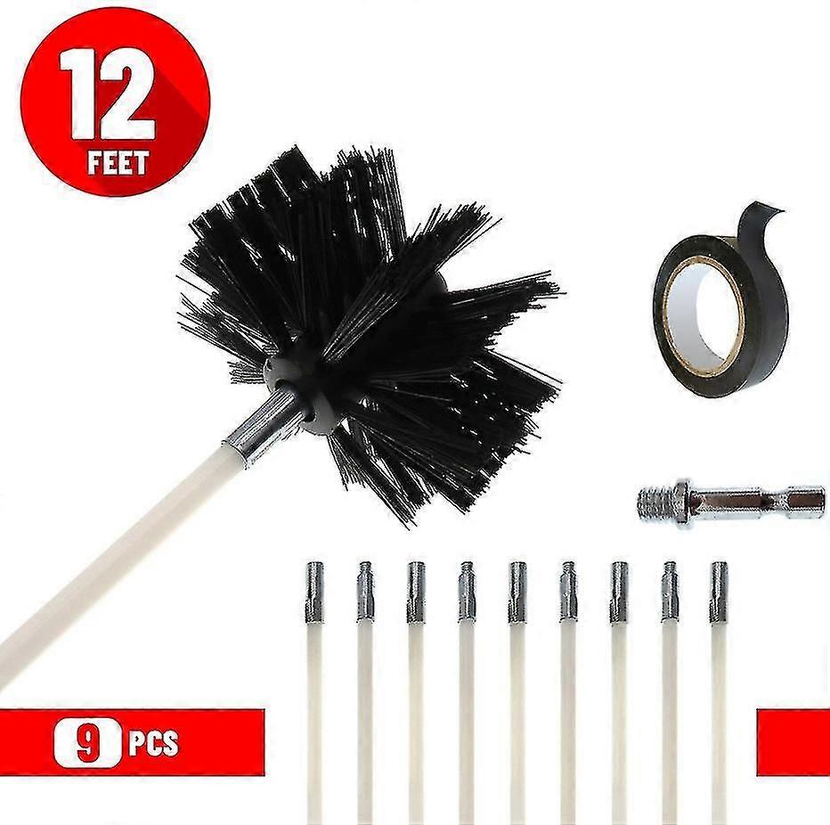 مجفف فرشاة المداخن مدخنة منظف كيت بما في ذلك قضيب وفرشاة