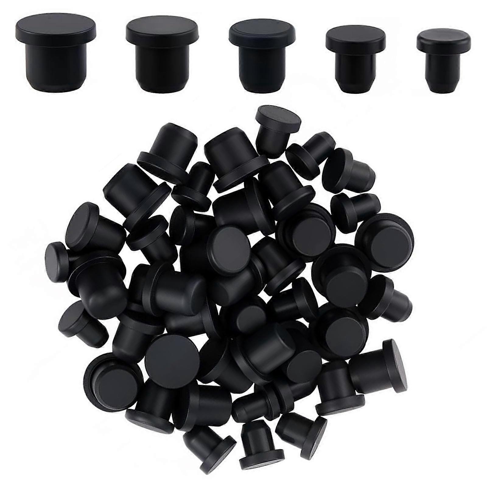 Bulk 50PCs 5 Size Silicone Plugs Cap Secure Design for Beverage Seasonings Bottles and Experimental Tubes Multicolor