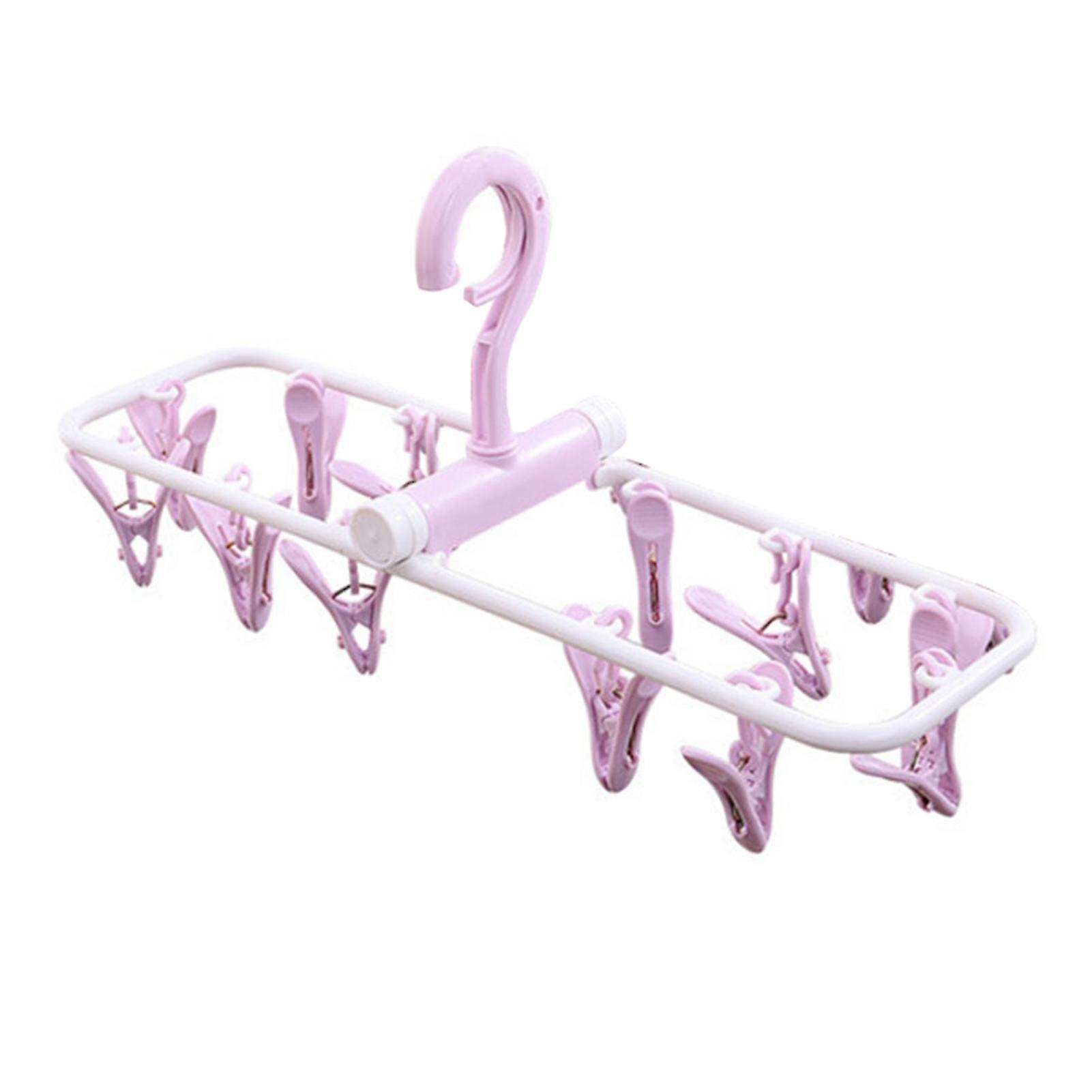 Windproof Drying Rack Detachable Plastic Clothes Hanger With 12 Clips For Home