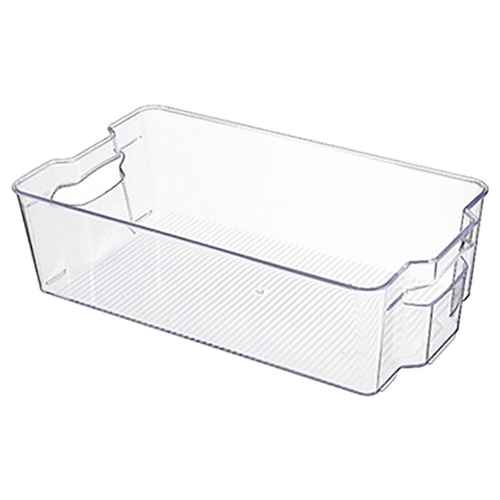 Stackable Refrigerator Drawer - Clear Pull-Out Organizer for Fruits & Veggies with Handle, Divided Storage Containers Compatible with Standard