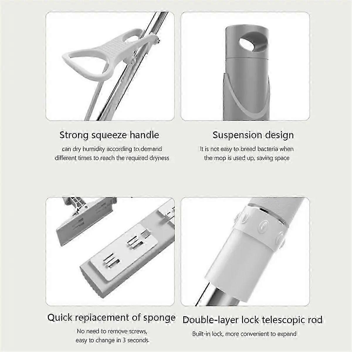 Portable Mini Mop Self-Squeeze Sponge Roller Mop