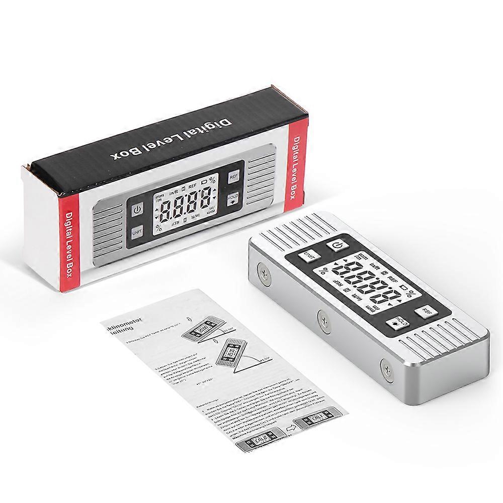 Digital Inclinometer High Precision Protractor Angle Finder Gauge Level Meter Bottom Magnet Data Hold LCD Backlight Display