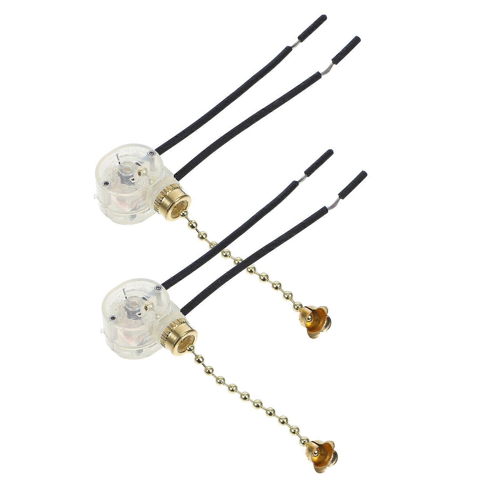 Silent Decorative Pull Chain Light Switch for Home Use Assorted Color Plastic NickelPlated Copper 2Pcs