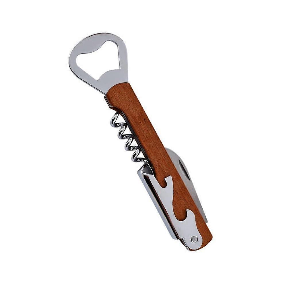 Stainless Steel Can and Bottle Opener, MultiPurpose Wine and Beer Tool with Ergonomic Grip (Dark Brown)