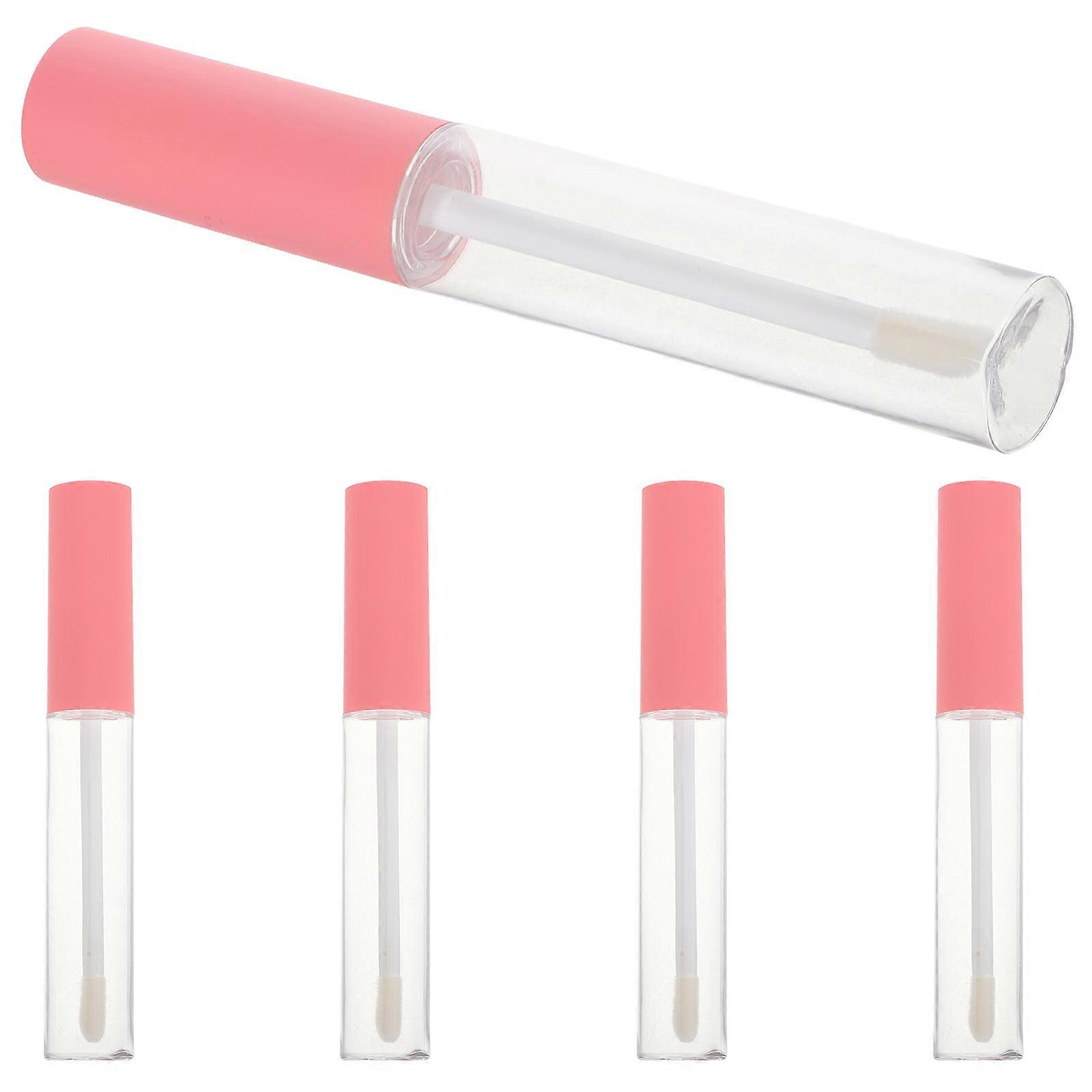 5pcs Clear Lip Gloss Tubes for DIY Use Sturdy Plastic Pink Mini Containers with Precise Dispensing