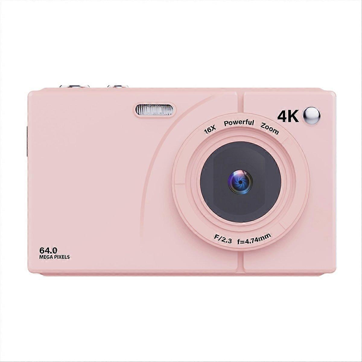 4K CCD Digital Camera with 2.8inch Screen 64GB Card Pink