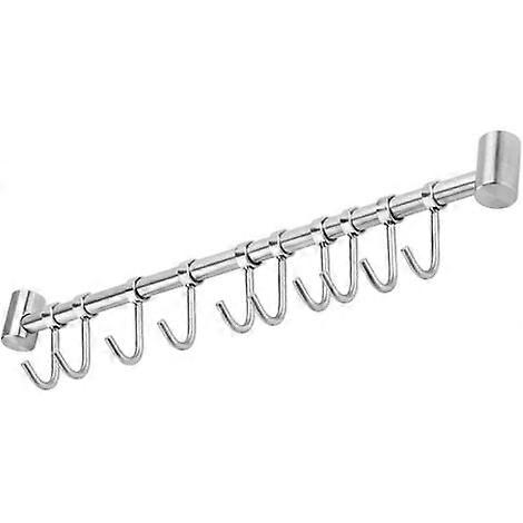 Stainless Steel Kitchen Bar Hook 53cm with 12 Silver Hooks