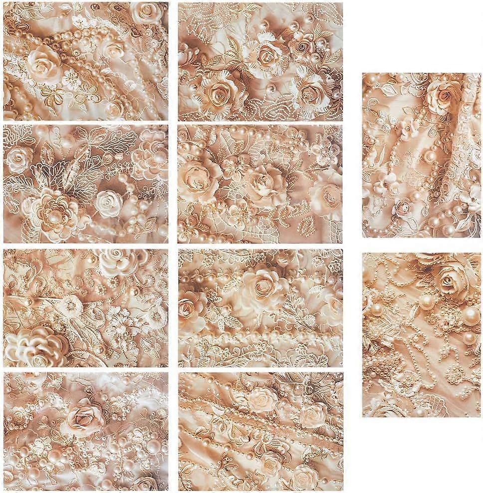 60Pcs 10 Styles Single-Sided Scrapbook Paper Pad 10x14cm Pearls Floral Pattern Decorative Decoupage Cardstock Scrapbooking Art Background Paper for Jo