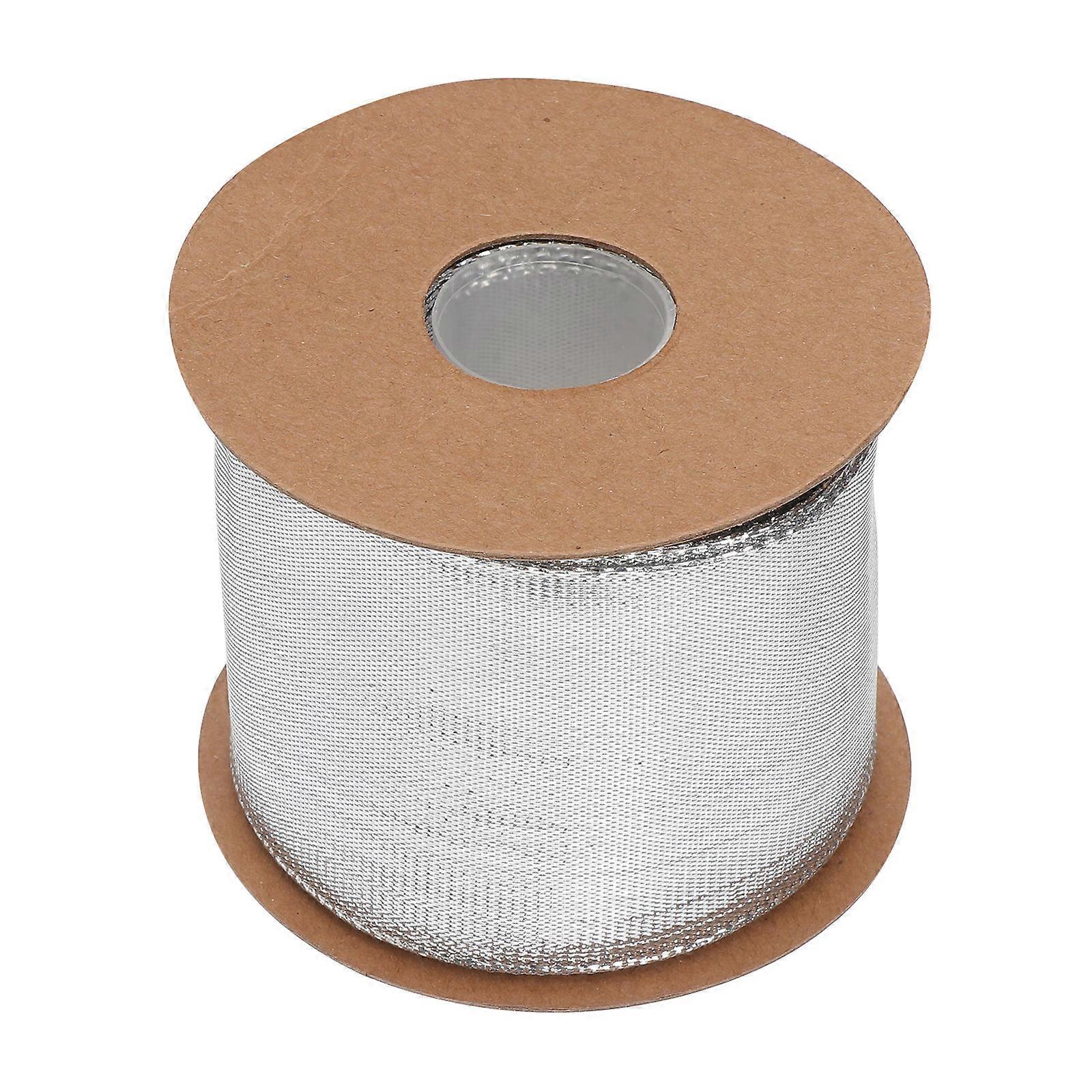 Decorative Gift Ribbon Roll Metallic Wire Ribbon Silver 1 Roll