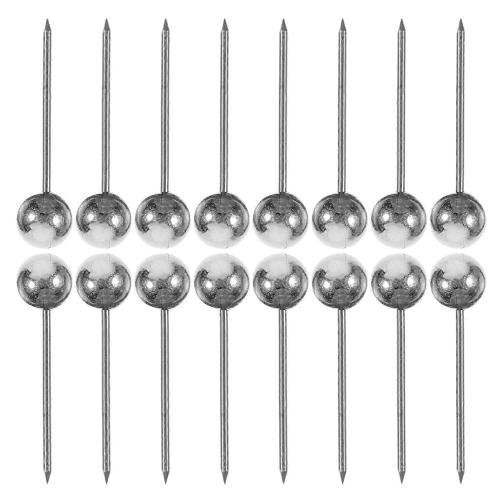 200Pcs Heavy Duty Push Pins for Marking Round Head Map Pins Silver