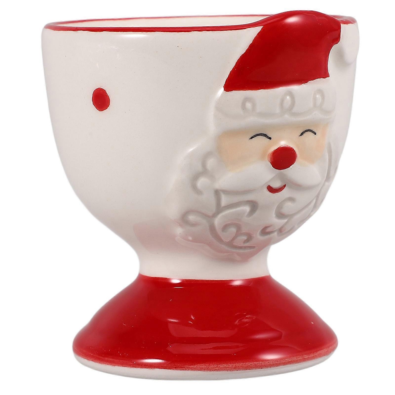 Santa Claus Red Ceramic Egg Holder for Home Use Cute Egg Cup