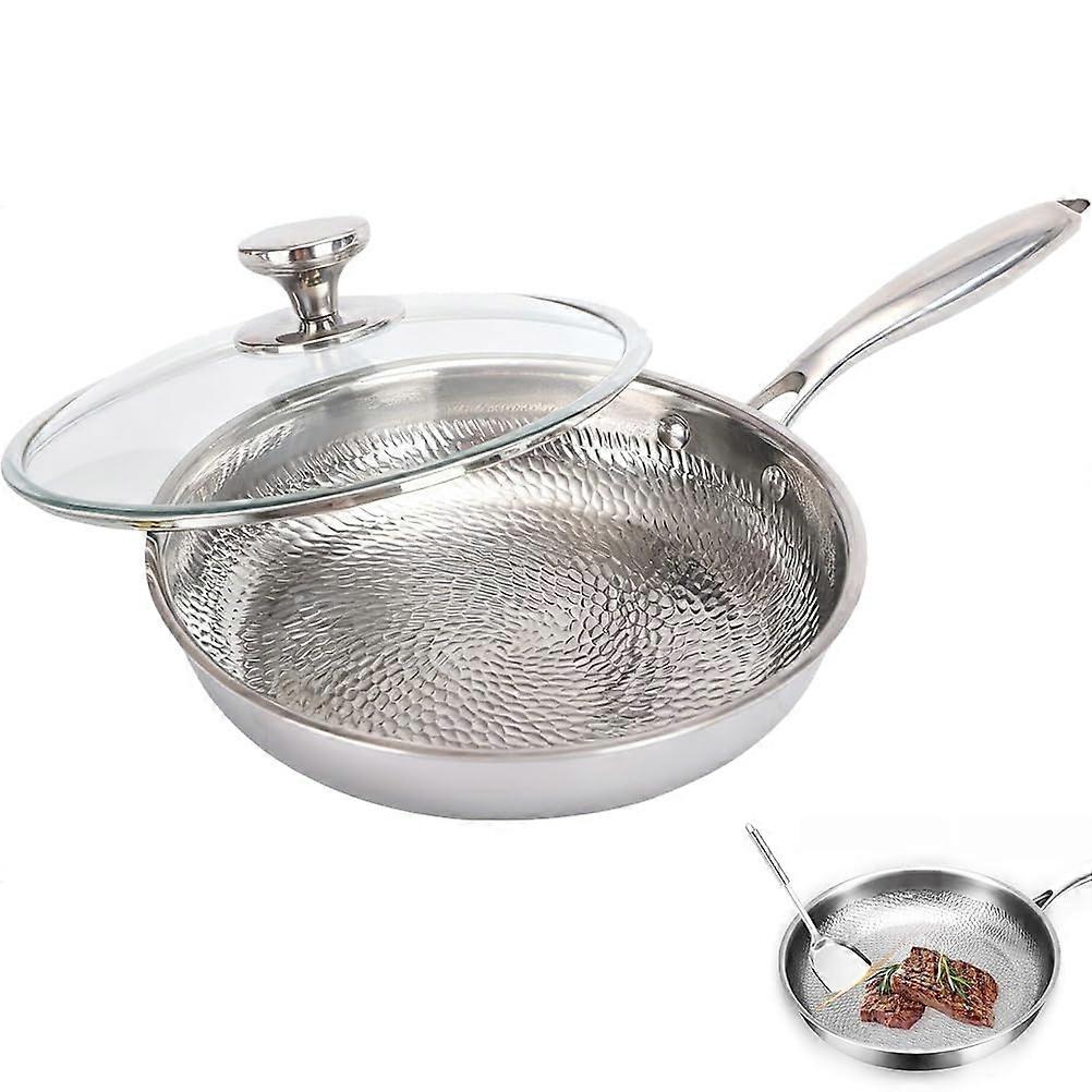 Titanium Frying Pan with Lid, Lightweight Hammered Skillet, NonStick for All Stovetops
