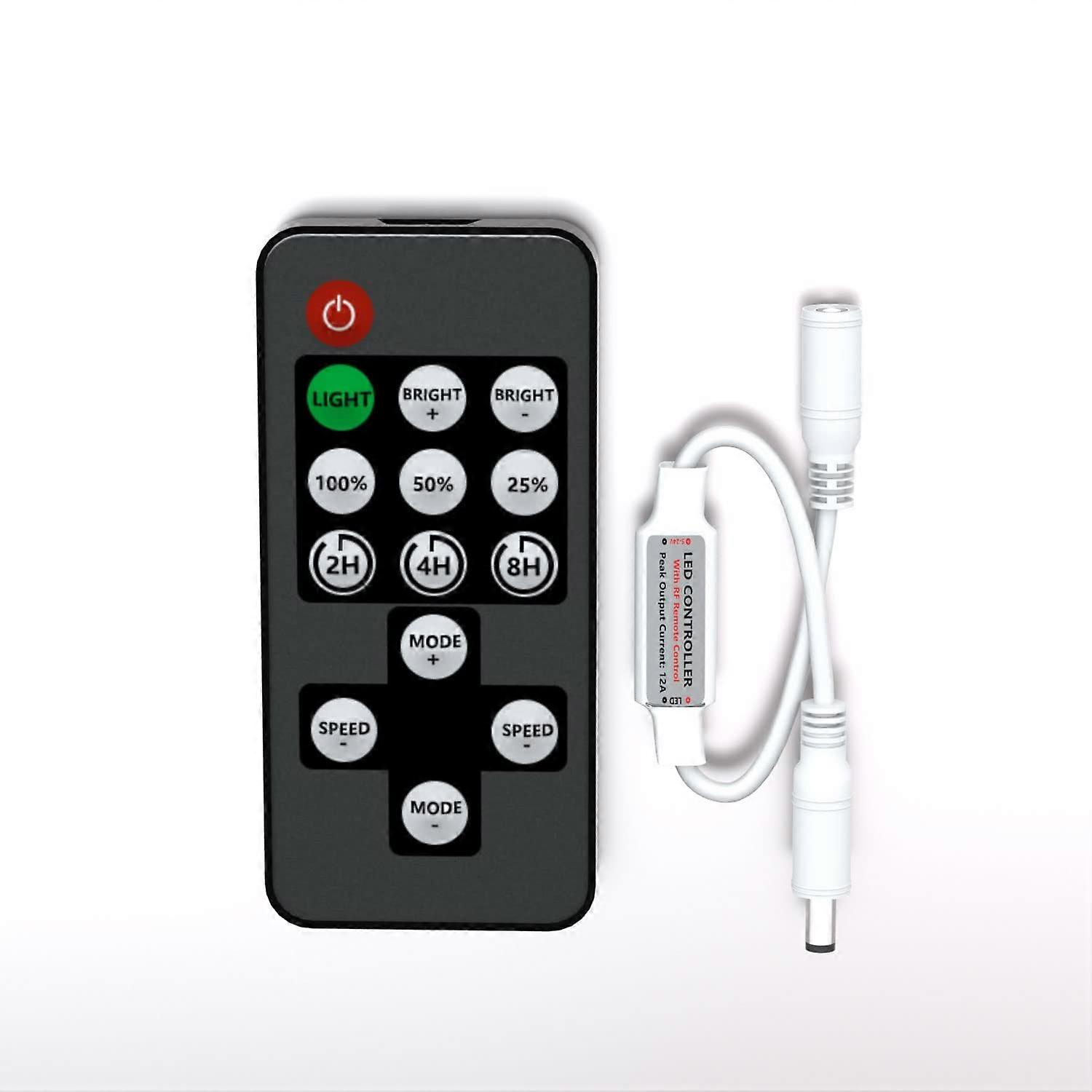 LED Strip Light Controller with RF Remote, 10Level Dimmer, Timer, 8 Modes for Single Color LEDs