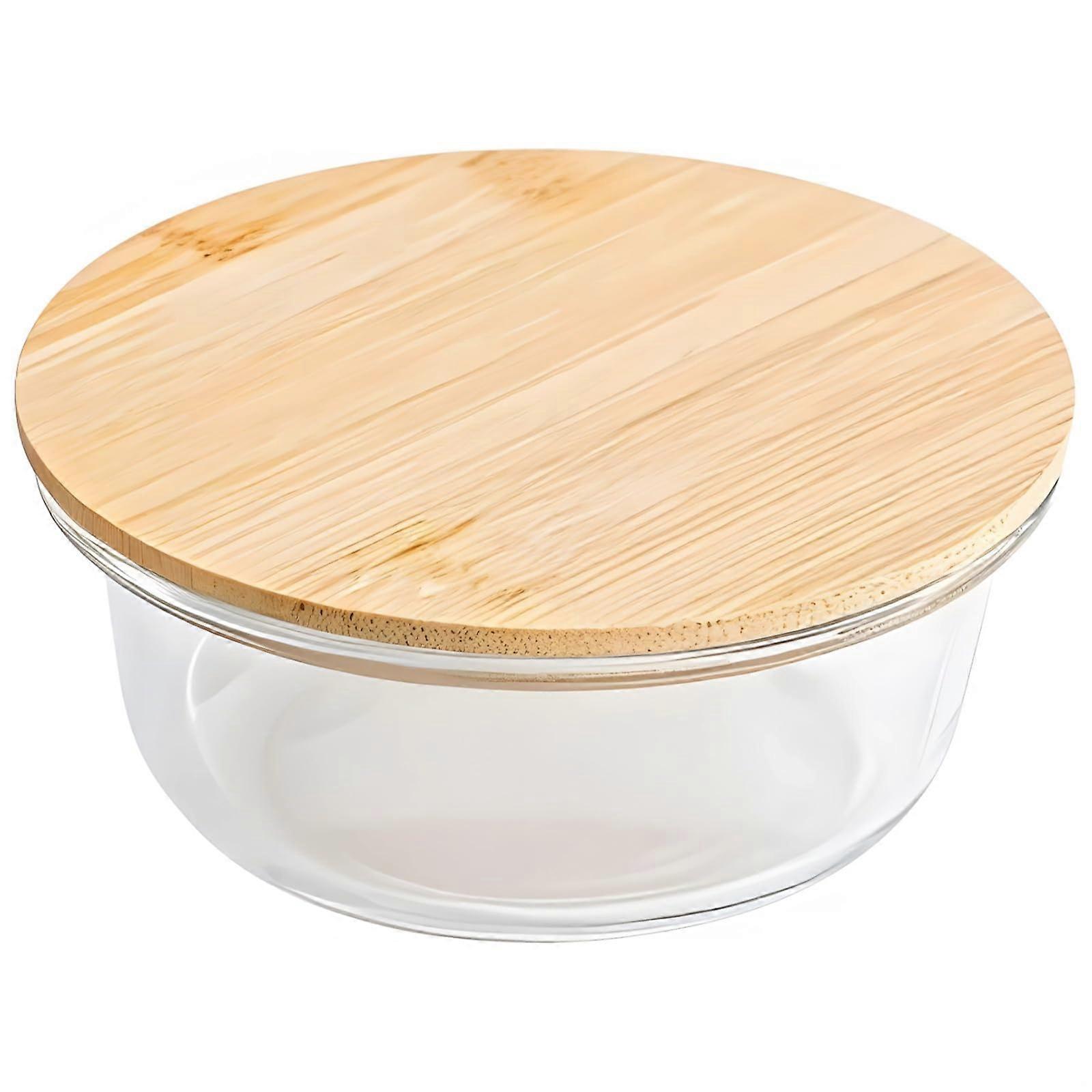 Glass Food Storage Container 420ml with Bamboo Lid, Airtight Leakproof Microwave and Dishwasher Safe