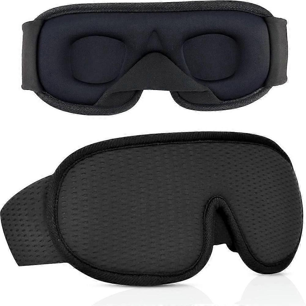 3D Contoured Memory Foam Sleep Mask for Total Light Blocking, Black