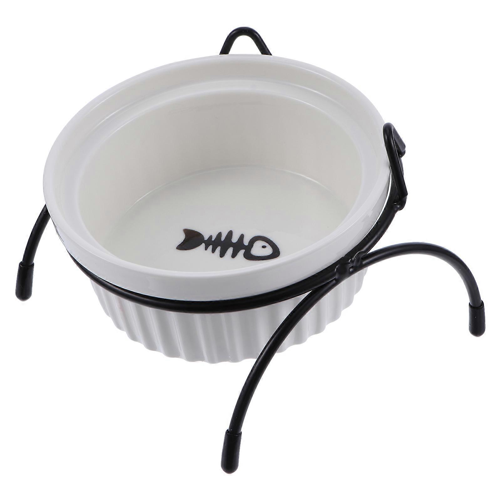 White Pet Drinking Bowl for Comfortable Eating 2Pcs with Bracket