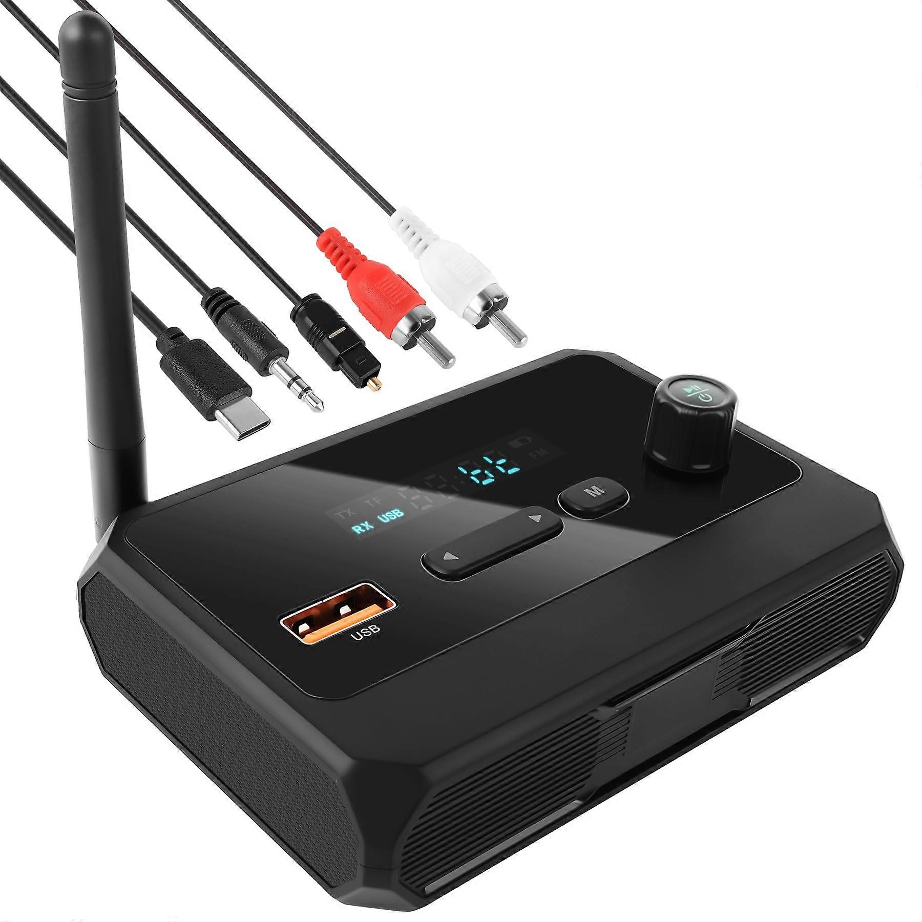 Bluetooth 5.3 Audio Receiver with RCA Optical AUX Outputs and USB Playback for Home Stereo