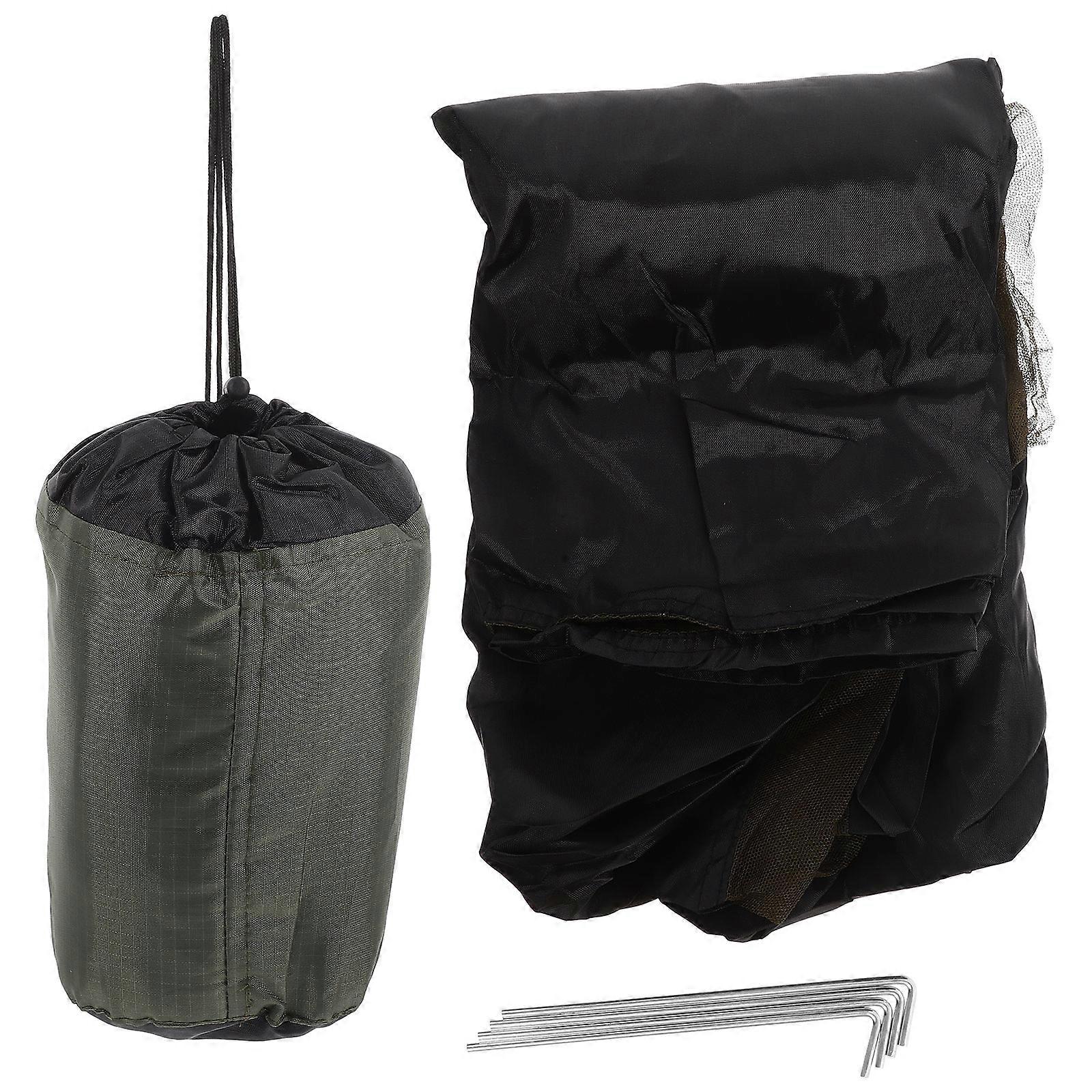 Camping Tent Net Single Person Triangle Shape Design Waterproof Green 1Set