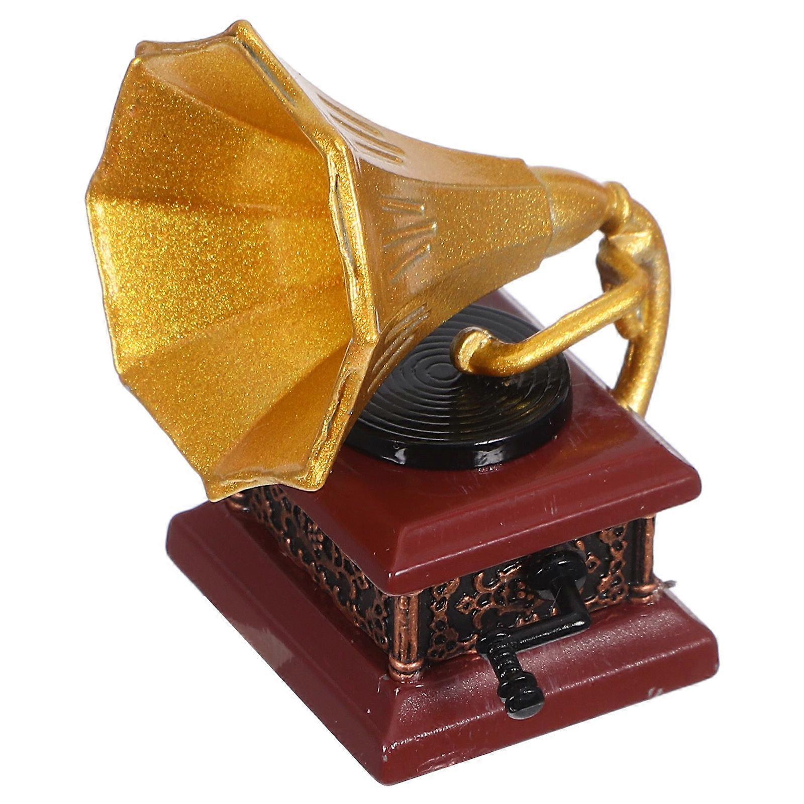 Metal Mini Phonograph Model for Dollhouse Mini Record Player Ornament