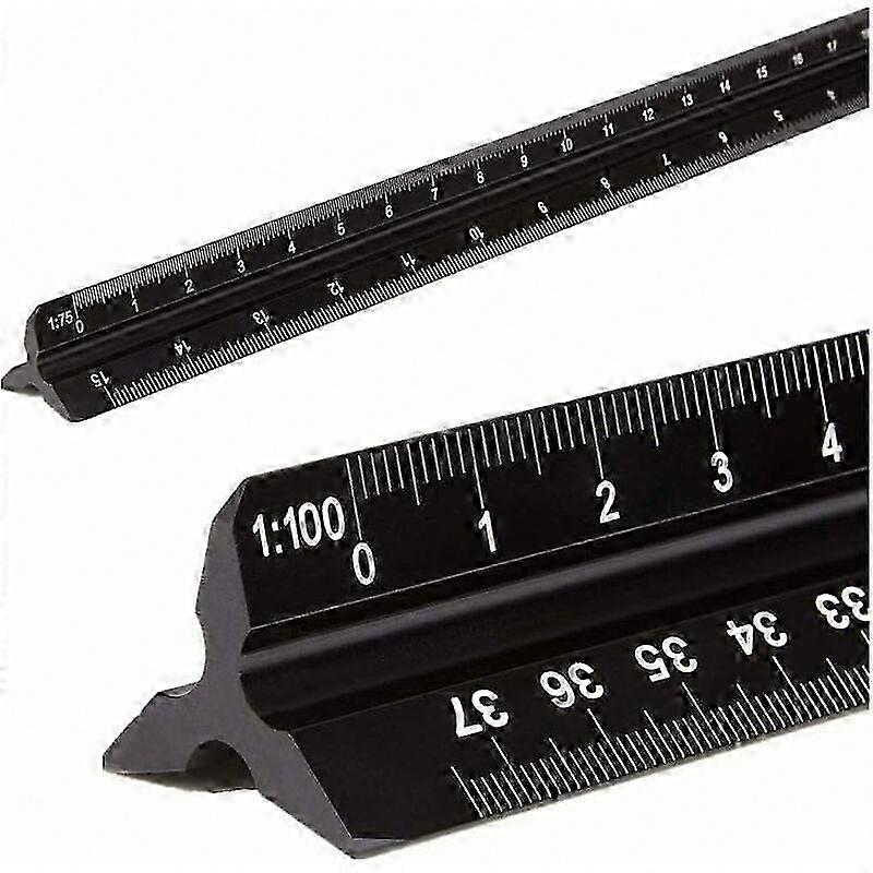 Triangular Metric Scale Ruler, 12" Architectural Drafting Tool with Multiple Ratios for Students and Professionals