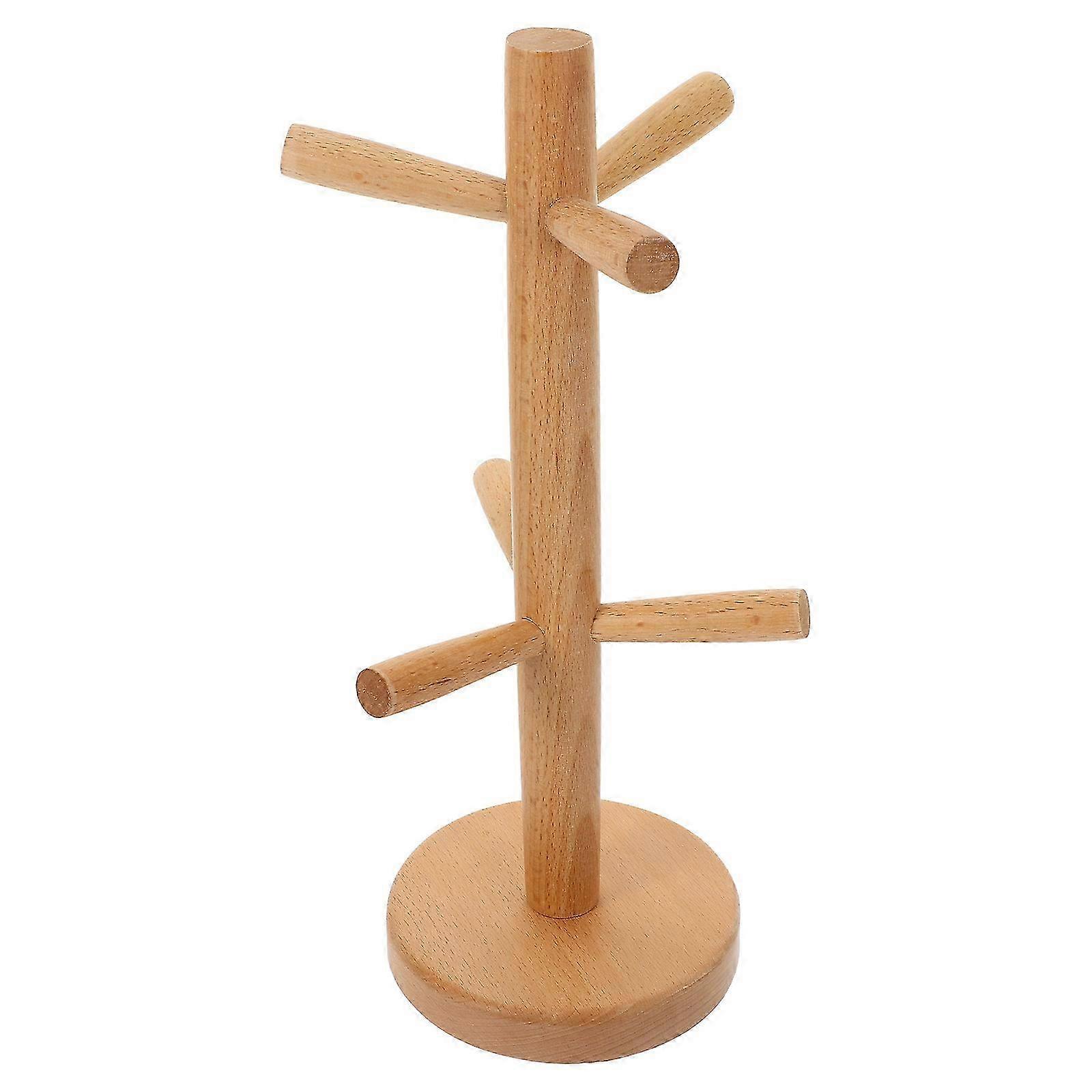 Tree Stand Cup Holder Beech Wood Kitchen Home Decor Simple Structure 1Pcs