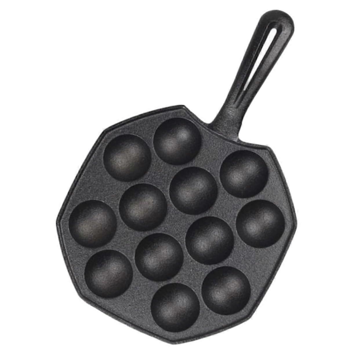 Cast Iron Takoyaki Pan Nonstick Surface for Shellfish and Eggs Fast Heating Easy Clean Kitchen Tray