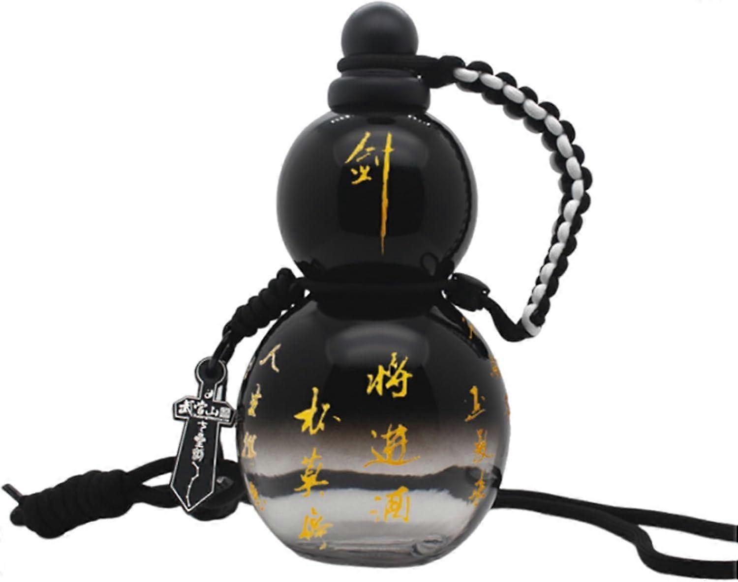 Large 28oz Water Bottle with Strap, Leak Proof Gourd Design, Reusable Gradient Black Ref:9153