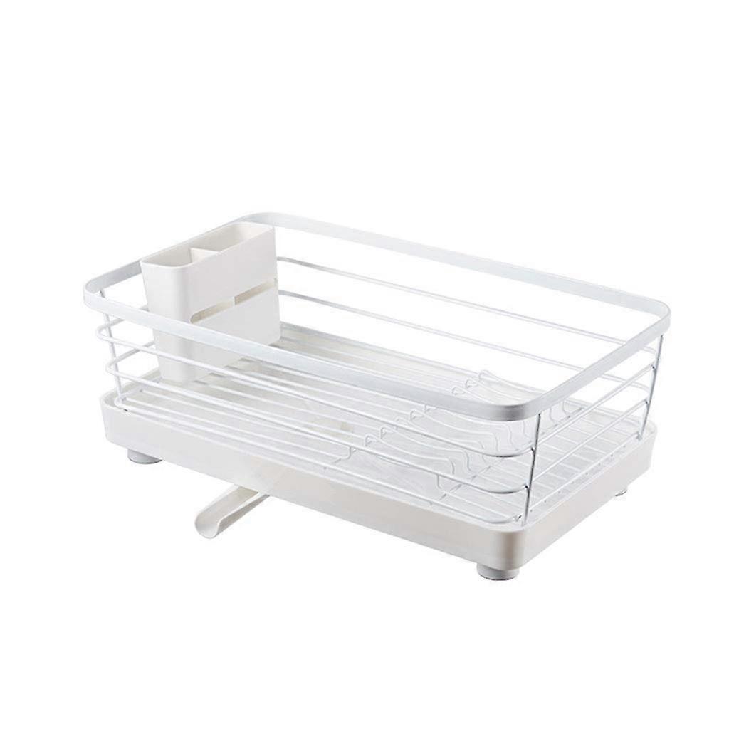 Dish Drying Rack with Drainboard, Adjustable Rotating Drain Tube, Large Capacity Kitchen Counter Organizer