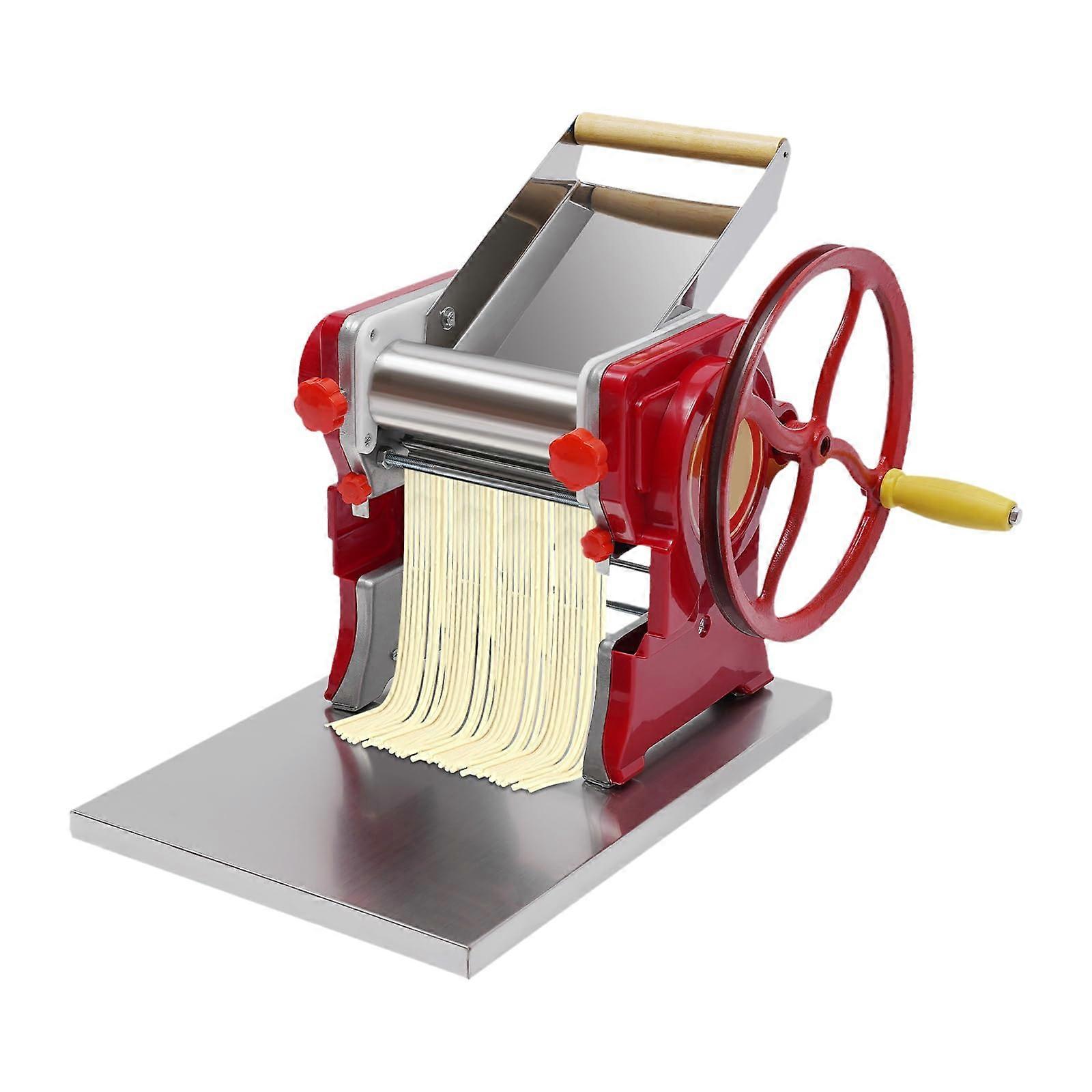 Manual Pasta Maker with Adjustable Thickness, Stainless Steel Noodle Maker for Home Kitchen Red