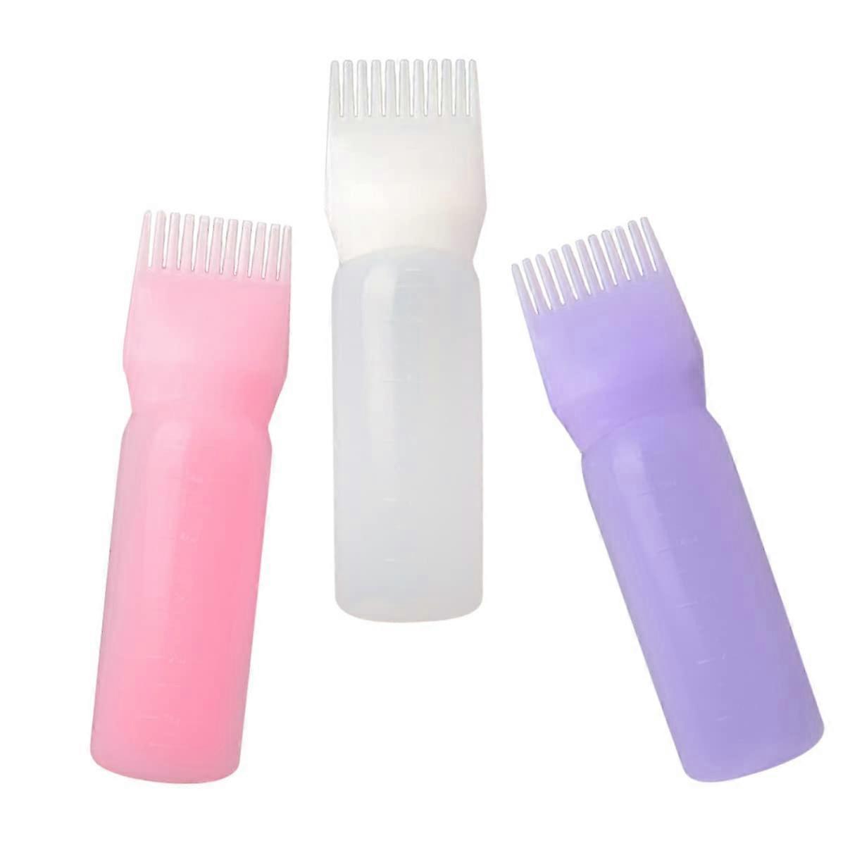 3Pcs Hair Dye Applicator Bottle with Comb for Precise Root Coverage and Even Color